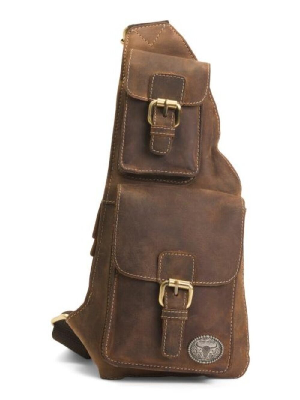 AMERICAN BISON Leather Multi Pocket Sling Bag